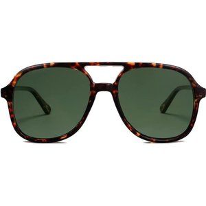 Retro Square Polarized Aviator Sunglasses Womens Mens 70s Vintage Double Bridge